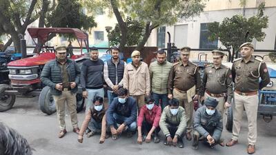 The five arrested suspects on Sunday. (HT Photo) The five arrested suspects on Sunday. (HT Photo)