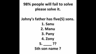 Brain Teaser: '98% of people will fail' to determine the name of the fifth son. Can you? (X/@exceleducations)