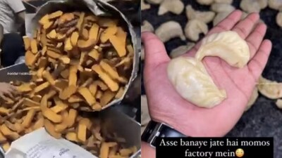 Rusks (left) and momos (right) produced on a large scale. (Instagram/@foodie_incarnate and @shiv_yash_bhukkadofagra) Rusks (left) and momos (right) produced on a large scale. (Instagram/@foodie_incarnate and @shiv_yash_bhukkadofagra)