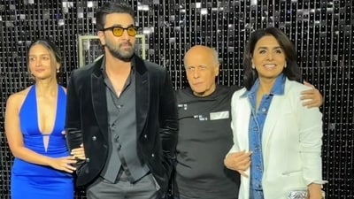 Alia Bhatt, Ranbir Kapoor, Mahesh Bhatt and Neetu Kapoor at Animal success bash. Alia Bhatt, Ranbir Kapoor, Mahesh Bhatt and Neetu Kapoor at Animal success bash.