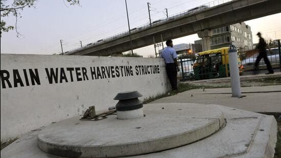 A rainwater harvesting unit in New Delhi. (HT Archive)