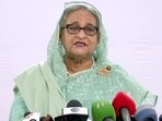 Bangladesh prime minister Sheikh Hasina addresses the media. Bangladesh prime minister Sheikh Hasina addresses the media.