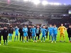 Napoli players look dejected after the match 