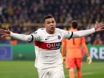 Kylian Mbappe reacts after scoring a goal for PSG. Kylian Mbappe reacts after scoring a goal for PSG.