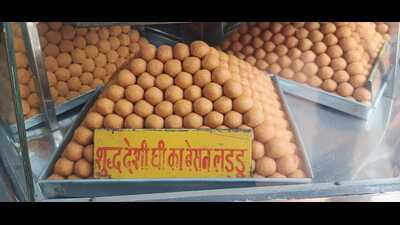 ‘Besan laddoos’ of Hanuman Garhi in Ayodhya. (HT PHOTO)