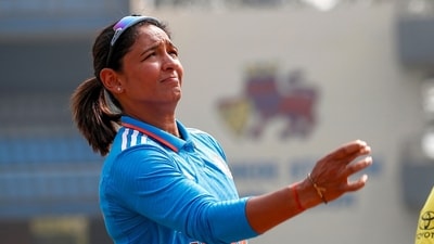 Harmanpreet Kaur during the toss ahead of the 3rd ODI of the Australia Women's Tour of India, 2023–24, between India and Australia at Wankhede Stadium (ICC/X) Harmanpreet Kaur during the toss ahead of the 3rd ODI of the Australia Women's Tour of India, 2023–24, between India and Australia at Wankhede Stadium (ICC/X)