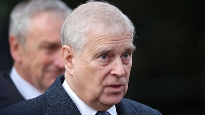 Britain's Prince Andrew, Duke of York leaves after attending for the Royal Family's traditional Christmas Day service at St Mary Magdalene Church in Sandringham in eastern England, on December 25, 2023. (Photo by Adrian DENNIS / AFP) (AFP) Britain's Prince Andrew, Duke of York leaves after attending for the Royal Family's traditional Christmas Day service at St Mary Magdalene Church in Sandringham in eastern England, on December 25, 2023. (Photo by Adrian DENNIS / AFP) (AFP)