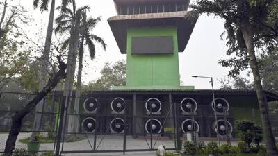 DPCC said the smog tower was shut for a brief period on Sunday and is fully operational on Monday. (Sanjeev Verma/HT Photo) DPCC said the smog tower was shut for a brief period on Sunday and is fully operational on Monday. (Sanjeev Verma/HT Photo)