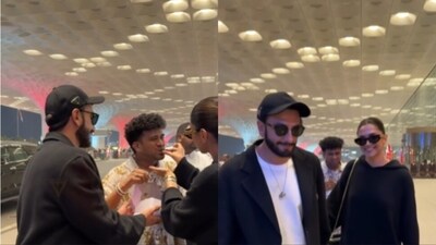 Deepika Padukone and Ranveer Singh at Mumbai airport. Deepika Padukone and Ranveer Singh at Mumbai airport.