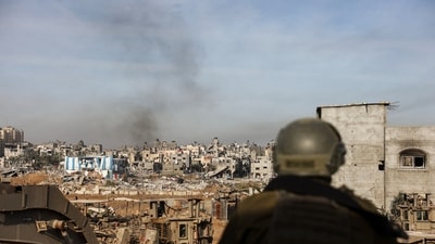 An Israeli soldier operates, amid the ongoing conflict between Israel and the Palestinian Islamist group Hamas, in Gaza, January 8, 2024. (Reuters)