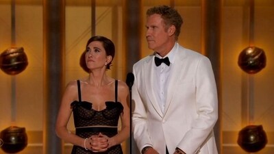 Hilarious duo Kristen Wiig and Will Ferrell garnered quite the laugh as they presented the award for best performance by a male actor in a motion picture – musical or comedy. As they attempted to make their way through their intro, the duo's 'favourite song' continued to interrupt them. “I’m not sure what that was,” Will Ferrell said after getting cut off mid-sentence the first time. Hilarious duo Kristen Wiig and Will Ferrell garnered quite the laugh as they presented the award for best performance by a male actor in a motion picture – musical or comedy. As they attempted to make their way through their intro, the duo's 'favourite song' continued to interrupt them. “I’m not sure what that was,” Will Ferrell said after getting cut off mid-sentence the first time.