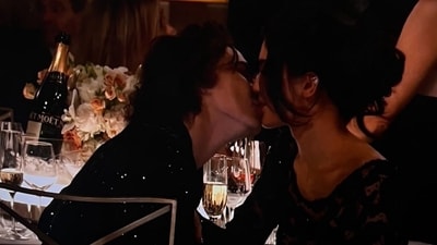 Though Kylie Jenner and Timothée Chalamet did not walk the red carpet together, they were reunited inside and were seen kissing in their seats during the ad break. The actor was nominated for his role in the latest iteration of the beloved Roald Dahl story, Wonka. Kylie wore a black gown for Golden Globes 2024. Though Kylie Jenner and Timothée Chalamet did not walk the red carpet together, they were reunited inside and were seen kissing in their seats during the ad break. The actor was nominated for his role in the latest iteration of the beloved Roald Dahl story, Wonka. Kylie wore a black gown for Golden Globes 2024.