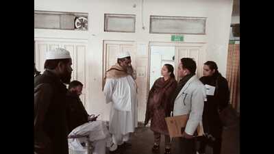 Madarsa head Maulvi Mohd Imran mentioned that the poor condition of the building is a result of insufficient funds. (HT Photo) Madarsa head Maulvi Mohd Imran mentioned that the poor condition of the building is a result of insufficient funds. (HT Photo)