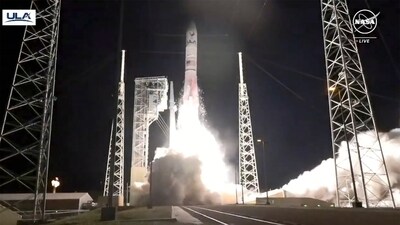 In this image made from NASA video, United Launch Alliance’s Vulcan rocket with Astrobotic Technology's lander onboard is launched from Cape Canaveral Space Force Station in Florida, Monday, Jan 8, 2024. The first U.S. lunar lander in more than 50 years rocketed toward the moon Monday, launching private companies on a space race to make deliveries for NASA and other customers.(NASA via AP) (AP) In this image made from NASA video, United Launch Alliance’s Vulcan rocket with Astrobotic Technology's lander onboard is launched from Cape Canaveral Space Force Station in Florida, Monday, Jan 8, 2024. The first U.S. lunar lander in more than 50 years rocketed toward the moon Monday, launching private companies on a space race to make deliveries for NASA and other customers.(NASA via AP) (AP)