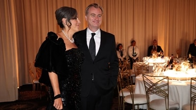 Christopher Nolan and Emma Thomas attend the 81st Annual Golden Globe Awards in Beverly Hills, California on, January 7, After being nominated several times over the years, Christopher Nolan won his first Golden Globe for best director of a motion picture for&nbsp;Oppenheimer. When he reached the stage to accept the award, he first took a moment to pay tribute to the late Heath Ledger, who starred in his 2008 film, The Dark Knight. (REUTERS) 