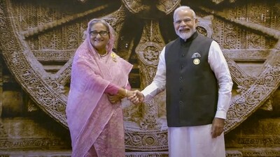 A file photo of Prime Minister Narendra Modi with his Bangladeshi counterpart Sheikh Hasina at the G20 Summit in Delhi. (PTI file) A file photo of Prime Minister Narendra Modi with his Bangladeshi counterpart Sheikh Hasina at the G20 Summit in Delhi. (PTI file)