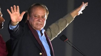 Pakistan's former prime minister Nawaz Sharif waves to his supporters. (AP) Pakistan's former prime minister Nawaz Sharif waves to his supporters. (AP)