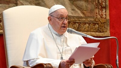 Pope Francis delivers his yearly address at the Vatican on  January 8. (Reuters)