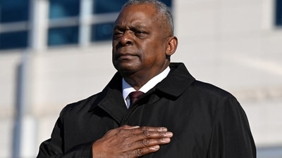 FILE PHOTO: US Secretary of Defense Lloyd Austin attends a welcome ceremony before an annual security meeting with South Korean Defence Minister Shin Won-sik at the Defence Ministry in Seoul, South Korea on November 13, 2023. JUNG YEON-JE/Pool via REUTERS/File Photo (via REUTERS)