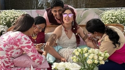 Ira Khan and Nupur Shikhare during the mehendi ceremony. Ira Khan and Nupur Shikhare during the mehendi ceremony.