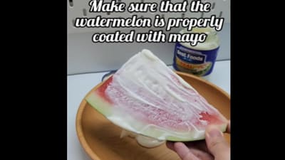 Watermelon with mayonnaise. Will you try it? (Instagram/@Calvin Lee)