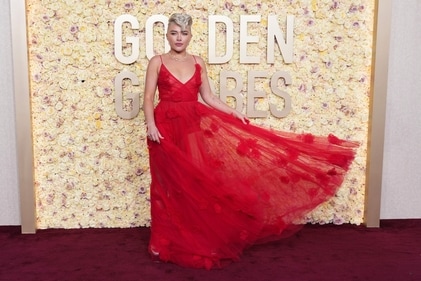 Florence Pugh made heads turn on the red-carpet of Global Globes in a stunning red sheer gown. (Jordan Strauss/Invision/AP) Florence Pugh made heads turn on the red-carpet of Global Globes in a stunning red sheer gown. (Jordan Strauss/Invision/AP)