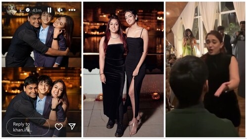 Ira Khan and Nupur Shikhare during the dinner party. Ira Khan and Nupur Shikhare during the dinner party.