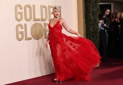Florence Pugh attends the 81st Annual Golden Globe Awards at The Beverly Hilton on January 07, 2024 in Beverly Hills, California. (Getty Images via AFP) Florence Pugh attends the 81st Annual Golden Globe Awards at The Beverly Hilton on January 07, 2024 in Beverly Hills, California. (Getty Images via AFP)