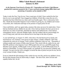Bilkis Bano issues statement after Supreme Court verdict Bilkis Bano issues statement after Supreme Court verdict