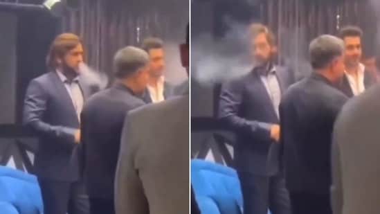 MS Dhoni doing hookah was met with a lot of mixed reactions from fans (Screengrab)