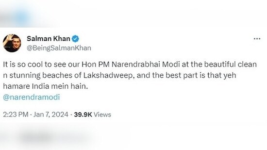 Several prominent figures, including Bollywood stars Amitabh Bachchan, Salman Khan, and Akshay Kumar, as well as cricket icon Sachin Tendulkar, urged people to explore "Indian islands" and coastal destinations on Sunday.&nbsp;