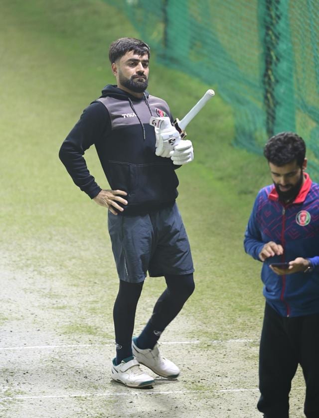 On Monday, Rashid Khan did hit the nets and did some batting, but did not bowl. (Ravi Kumar/HT) On Monday, Rashid Khan did hit the nets and did some batting, but did not bowl. (Ravi Kumar/HT)