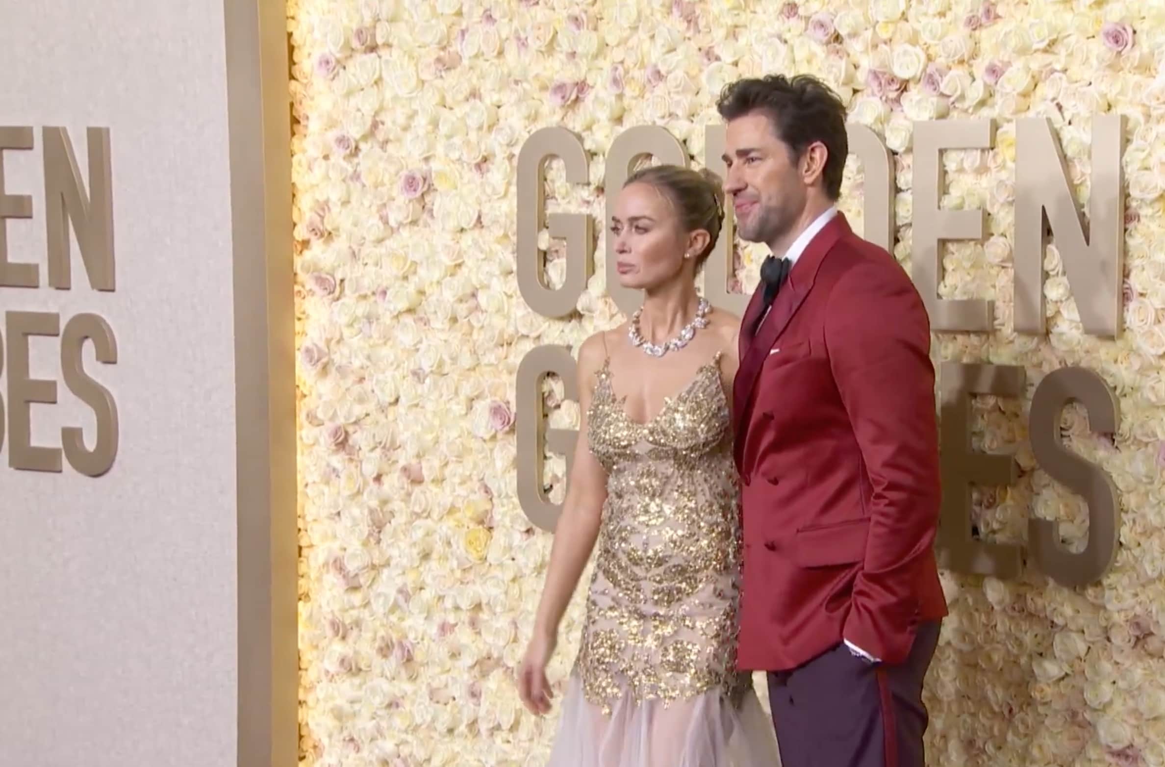 Couple Emily Blunt and John Krasinski on red carpet.