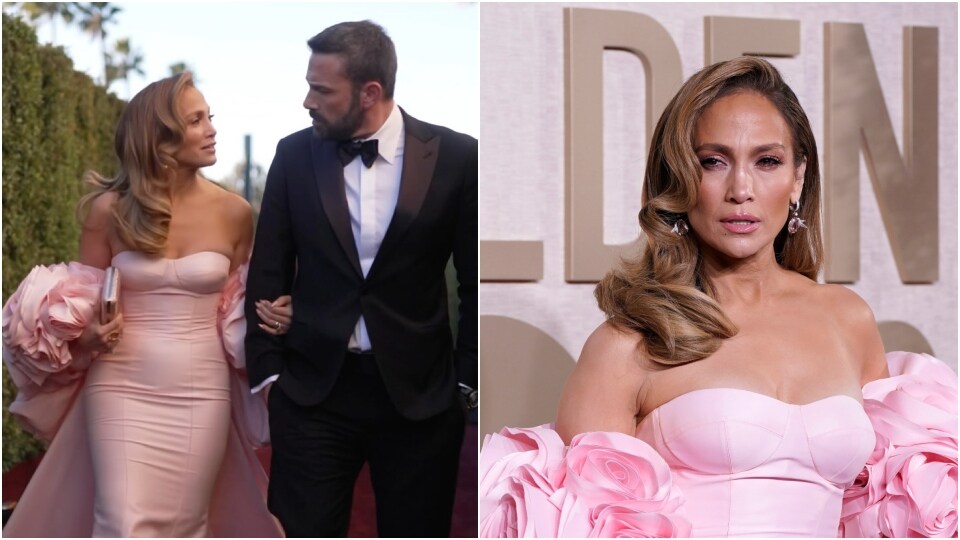 Golden Globe Awards: Jennifer Lopez in pink gown with giant roses supports Ben Affleck at the Golden Globes 2024