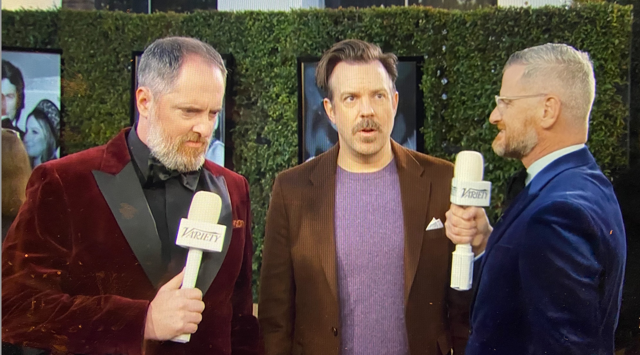 Brendan Hunt and Jason Sudeikis on red carpet.
