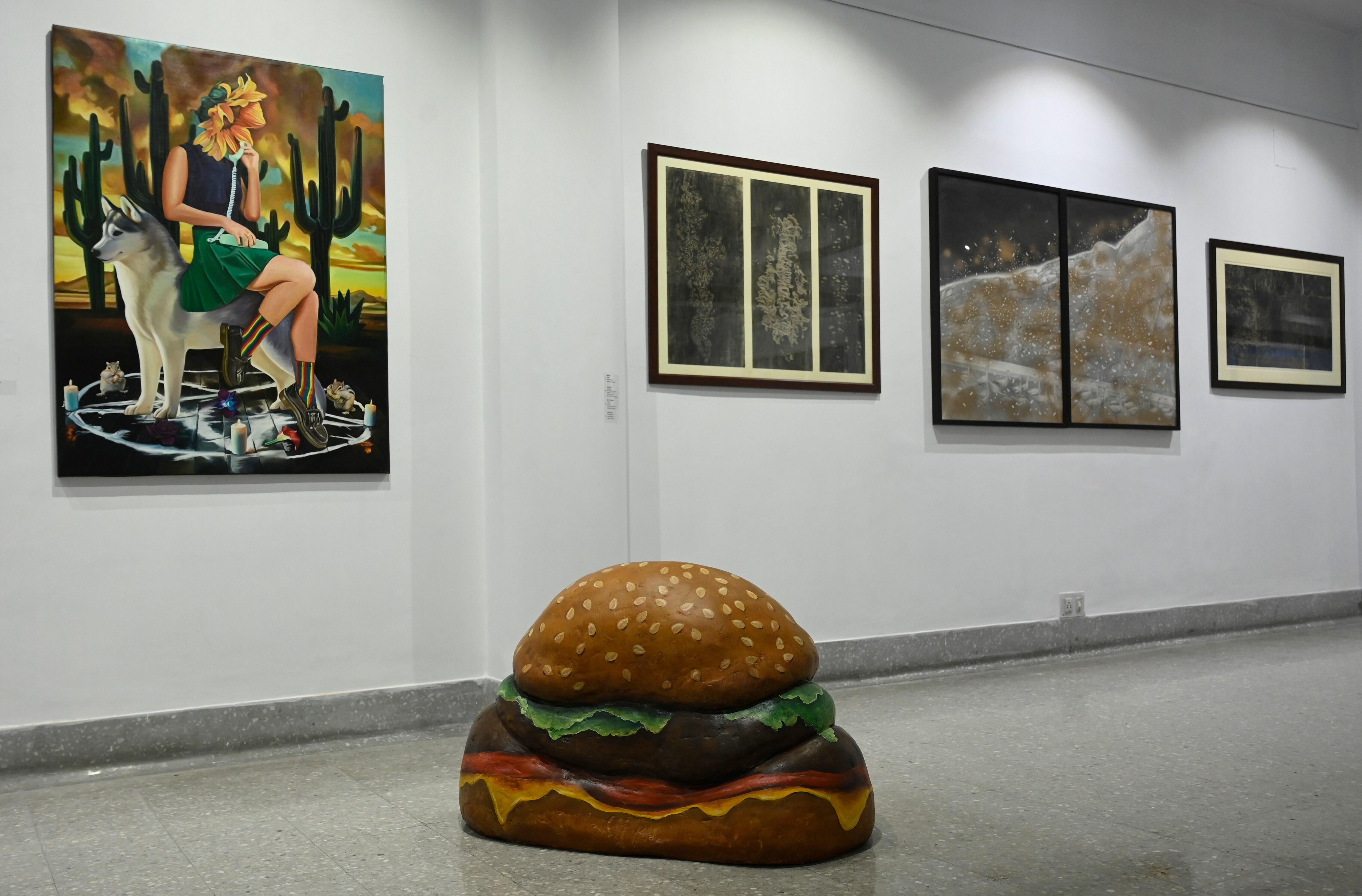 Art works on display include sculptures, paintings, prints and video installations. (Samir Jana / HT Photo)