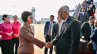 During the visit, Maldives President Mohamed Muizzu is due to hold talks with his Chinese counterpart Xi Jinping and sign sign multiple agreements aimed at strengthening bilateral relations between the two nations. (The President's Office, Maldives) During the visit, Maldives President Mohamed Muizzu is due to hold talks with his Chinese counterpart Xi Jinping and sign sign multiple agreements aimed at strengthening bilateral relations between the two nations. (The President's Office, Maldives)