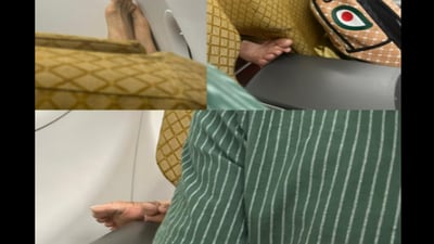 Air India passenger suffers through smelly feet of co-passenger. (Reddit/@Ovijf) Air India passenger suffers through smelly feet of co-passenger. (Reddit/@Ovijf)