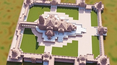 An aerial view of the Ram Mandir in Ayodhya. (Photo by Shri Ram Janmbhoomi Teerth Kshetra)