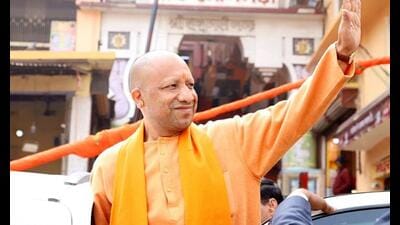 Chief minister Yogi Adityanath during his visit to Hanuman Garhi Temple, in Ayodhya on Tuesday. (ANI Photo) Chief minister Yogi Adityanath during his visit to Hanuman Garhi Temple, in Ayodhya on Tuesday. (ANI Photo)