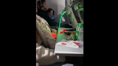 The flashing charger on the flight. (X/@Ryanair) The flashing charger on the flight. (X/@Ryanair)