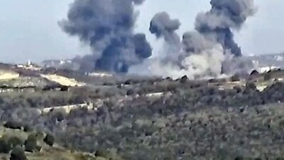 Israel-Hamas War: Smoke rises following what the Israeli armed forces say was an air strike on Hezbollah targets at a location given as Lebanon. (Reuters)
