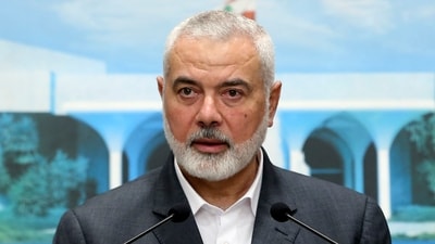Israel-Hamas War: Ismail Haniyeh, the leader of the Palestinian militant group Hamas, speaks during a press conference. (AP)