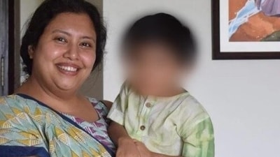 Suchana Seth, the 39-year-old chief executive officer of artificial intelligence company Mindful AI Lab, with her son. Suchana Seth, the 39-year-old chief executive officer of artificial intelligence company Mindful AI Lab, with her son.