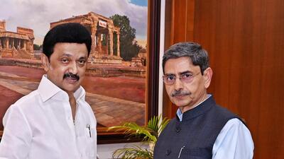 Tamil Nadu governor RN Ravi and chief minister MK Stalin during a meeting, in Chennai (PTI) Tamil Nadu governor RN Ravi and chief minister MK Stalin during a meeting, in Chennai (PTI)