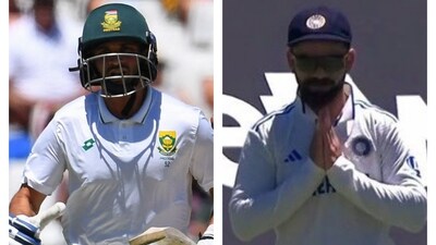 Kohli's gesture when Maharaj walked out to bat in IND vs SA 2nd Test Kohli's gesture when Maharaj walked out to bat in IND vs SA 2nd Test