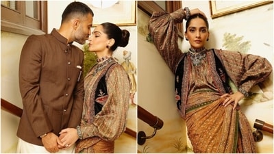 Sonam Kapoor dropped new pictures of herself dressed in an ethnic ensemble on Instagram and garnered several compliments from her followers. The actor's post featured her flaunting the traditional outfit and posing with her 'dapper date' Anand Ahuja. Scroll down to see the photos Sonam shared online. (Instagram) Sonam Kapoor dropped new pictures of herself dressed in an ethnic ensemble on Instagram and garnered several compliments from her followers. The actor's post featured her flaunting the traditional outfit and posing with her 'dapper date' Anand Ahuja. Scroll down to see the photos Sonam shared online. (Instagram)