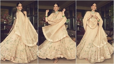 Earlier, Sonam shared another ethnic look on Instagram. The post features a few shots of the actor with her sister and stylist Rhea Kapoor. Sonam's ensemble is a custom lehenga from the shelves of the clothing label Anavila. "A sister is a little bit of childhood that can never be lost," Sonam had captioned the post. (Instagram) Earlier, Sonam shared another ethnic look on Instagram. The post features a few shots of the actor with her sister and stylist Rhea Kapoor. Sonam's ensemble is a custom lehenga from the shelves of the clothing label Anavila. "A sister is a little bit of childhood that can never be lost," Sonam had captioned the post. (Instagram)