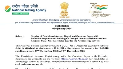 UGC-NET December 2023 answer key released, candidates can raise objections UGC-NET December 2023 answer key released, candidates can raise objections