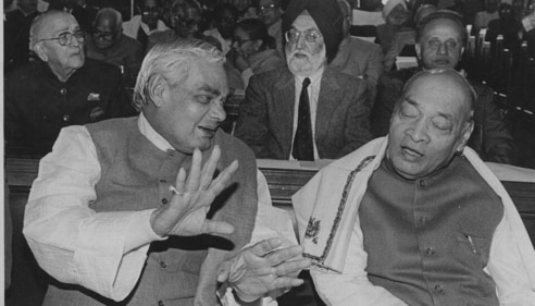 Atal Bihari Vajpayee interacts with PV Narasimha Rao in an undated photograph. (HT File) Atal Bihari Vajpayee interacts with PV Narasimha Rao in an undated photograph. (HT File)
